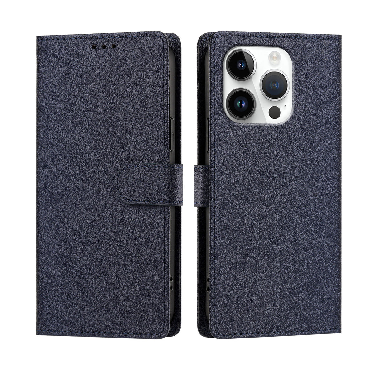 Til iPhone 16 Pro Max cover i silkestruktur PU læder, pungetui med standerfunktion og håndrem