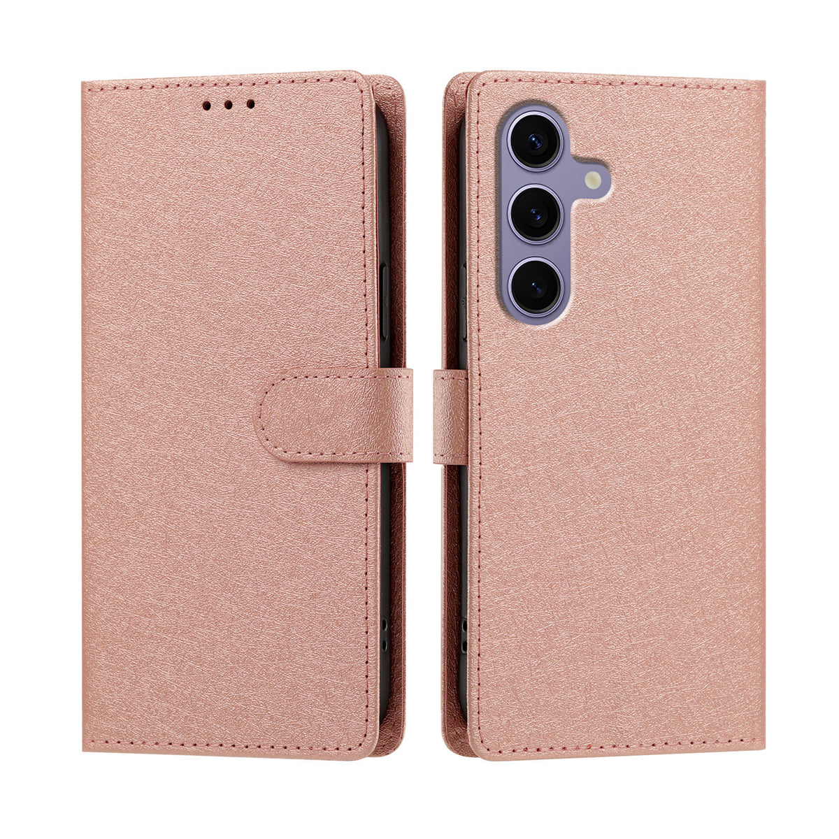 For Samsung Galaxy S24 / Galaxy S25 Case Silk Texture PU Leather Wallet Flip Stand Phone Cover with Wrist Strap