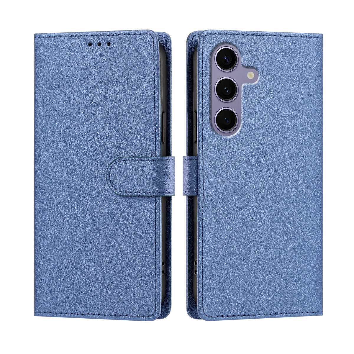 For Samsung Galaxy S24 / Galaxy S25 Case Silk Texture PU Leather Wallet Flip Stand Phone Cover with Wrist Strap