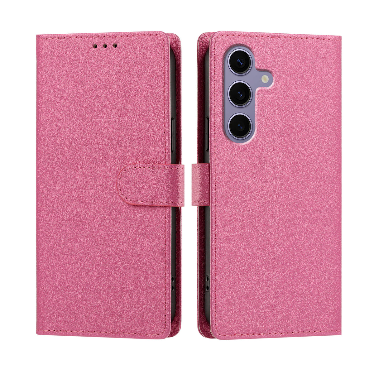 For Samsung Galaxy S24 / Galaxy S25 Case Silk Texture PU Leather Wallet Flip Stand Phone Cover with Wrist Strap