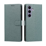 For Samsung Galaxy S24 / Galaxy S25 Case Silk Texture PU Leather Wallet Flip Stand Phone Cover with Wrist Strap