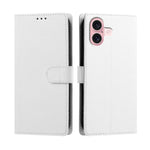 For iPhone 16 Case Silk Texture PU Leather Wallet Flip Stand Phone Cover with Wrist Strap