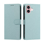 For iPhone 16 Case Silk Texture PU Leather Wallet Flip Stand Phone Cover with Wrist Strap