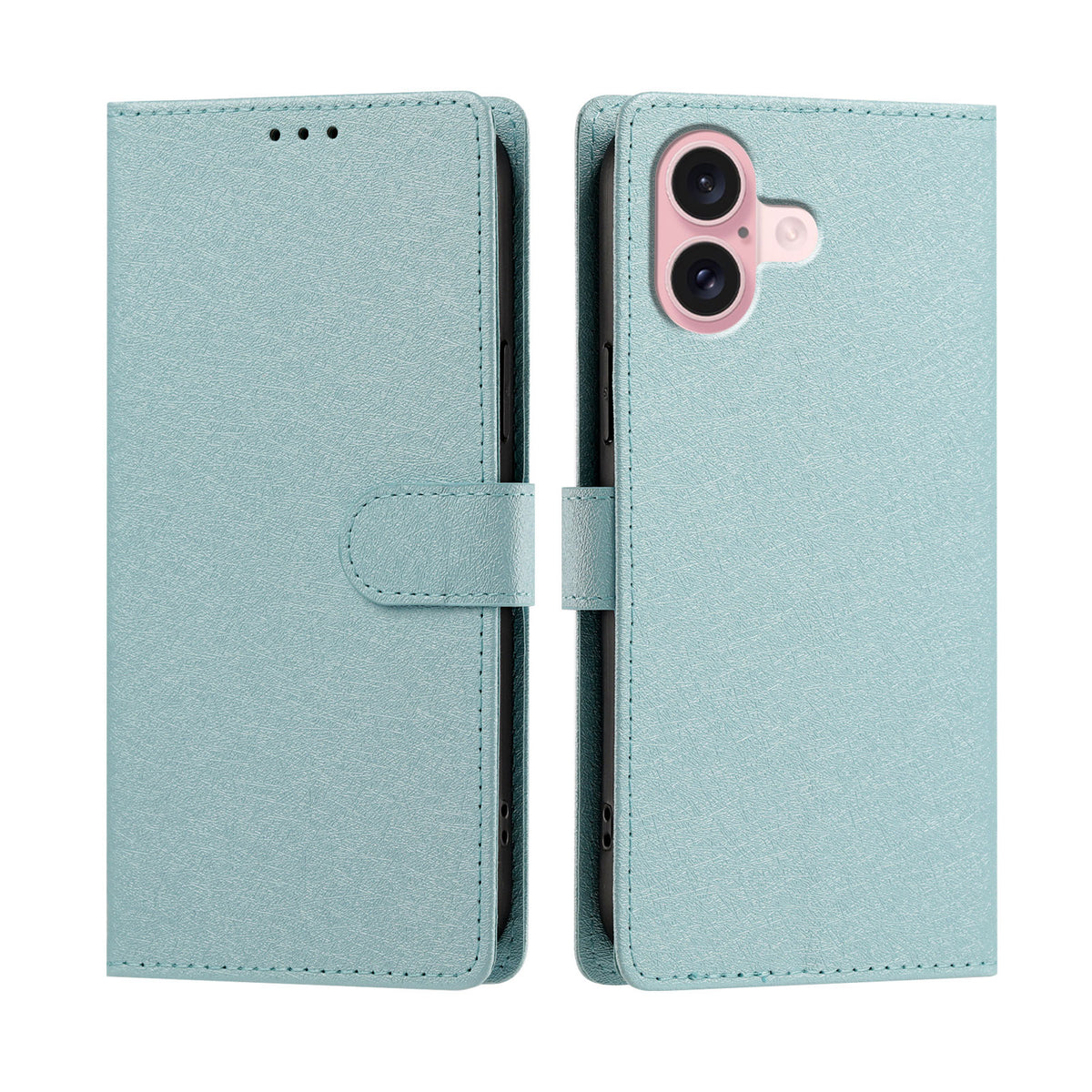 For iPhone 16 Case Silk Texture PU Leather Wallet Flip Stand Phone Cover with Wrist Strap