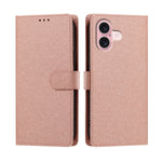 For iPhone 16 Case Silk Texture PU Leather Wallet Flip Stand Phone Cover with Wrist Strap
