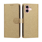 For iPhone 16 Case Silk Texture PU Leather Wallet Flip Stand Phone Cover with Wrist Strap
