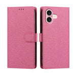 For iPhone 16 Case Silk Texture PU Leather Wallet Flip Stand Phone Cover with Wrist Strap
