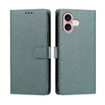 For iPhone 16 Case Silk Texture PU Leather Wallet Flip Stand Phone Cover with Wrist Strap