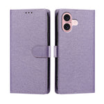 For iPhone 16 Case Silk Texture PU Leather Wallet Flip Stand Phone Cover with Wrist Strap