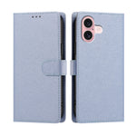 For iPhone 16 Case Silk Texture PU Leather Wallet Flip Stand Phone Cover with Wrist Strap