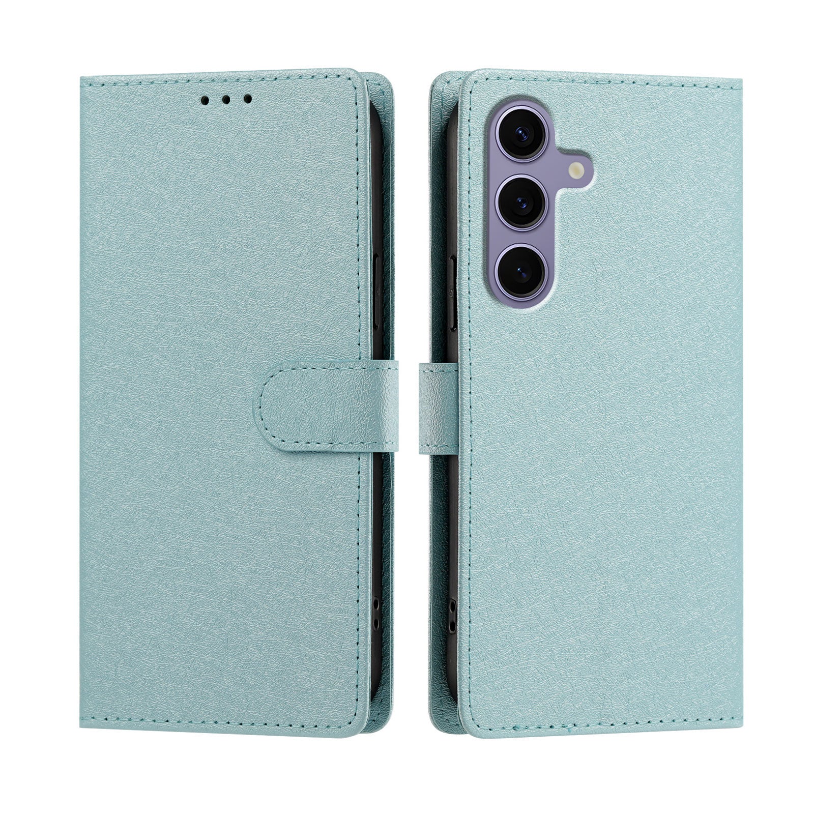 For Samsung Galaxy S24+ / Galaxy S25+ Case Silk Texture PU Leather Wallet Flip Stand Phone Cover with Wrist Strap