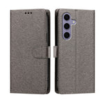 For Samsung Galaxy S24+ / Galaxy S25+ Case Silk Texture PU Leather Wallet Flip Stand Phone Cover with Wrist Strap