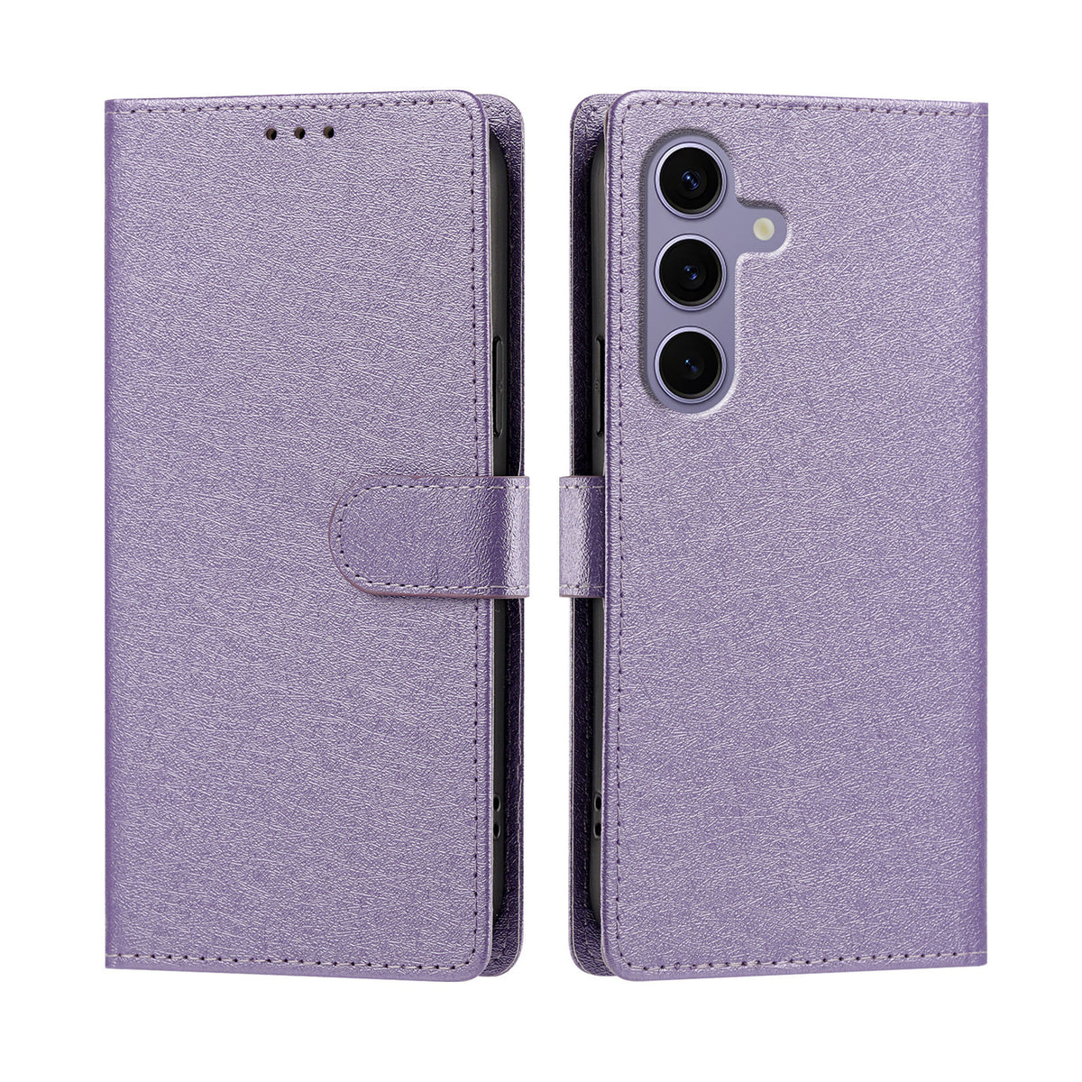 For Samsung Galaxy S24+ / Galaxy S25+ Case Silk Texture PU Leather Wallet Flip Stand Phone Cover with Wrist Strap