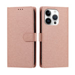 Til iPhone 16 Pro Cover Silketekstur PU Læder Pung Flip Stand Telefoncover med Håndrem