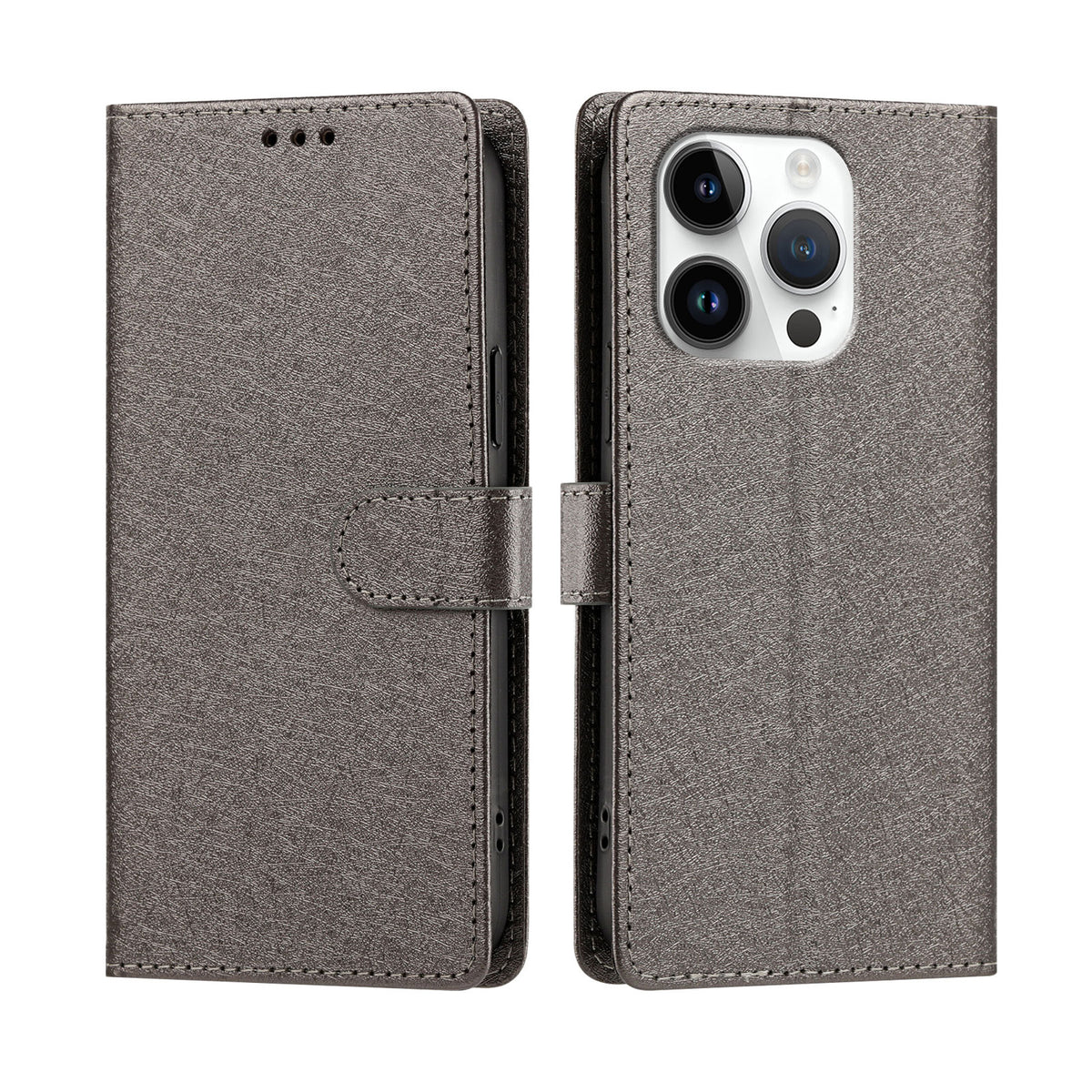 Til iPhone 16 Pro Cover Silketekstur PU Læder Pung Flip Stand Telefoncover med Håndrem
