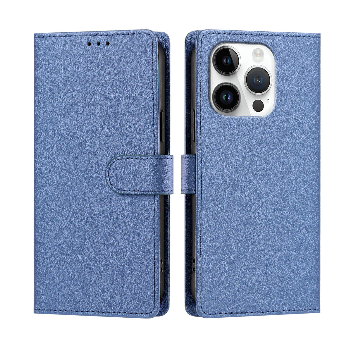 Til iPhone 16 Pro Cover Silketekstur PU Læder Pung Flip Stand Telefoncover med Håndrem