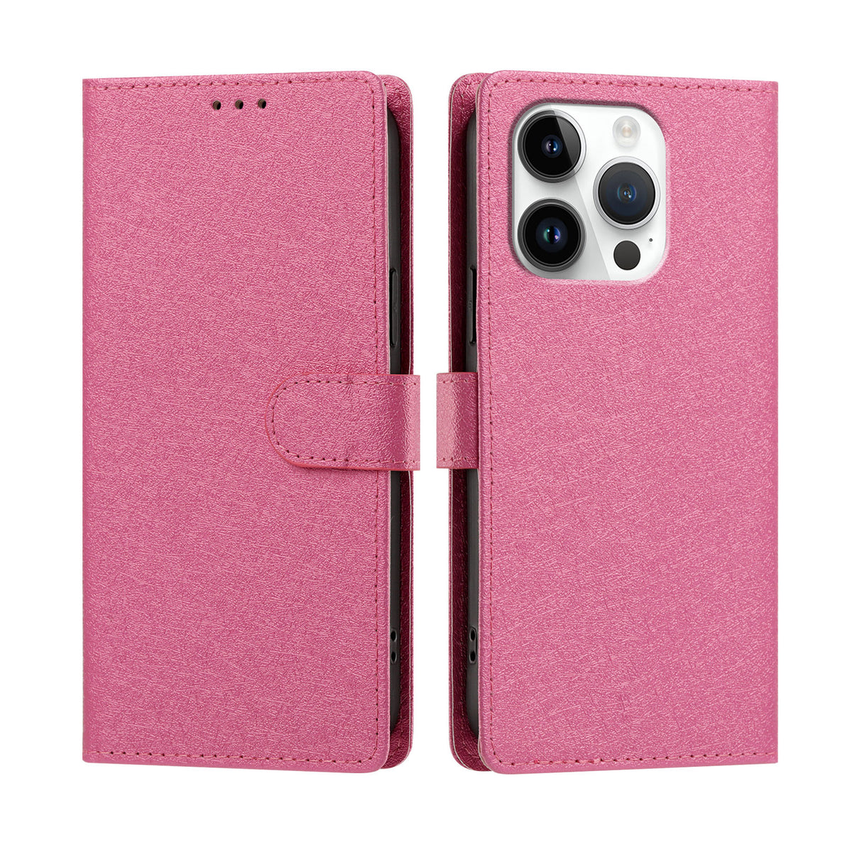 Til iPhone 16 Pro Cover Silketekstur PU Læder Pung Flip Stand Telefoncover med Håndrem