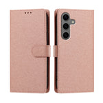 For Samsung Galaxy S26+ Case Silk Texture PU Leather Wallet Flip Stand Phone Cover with Wrist Strap