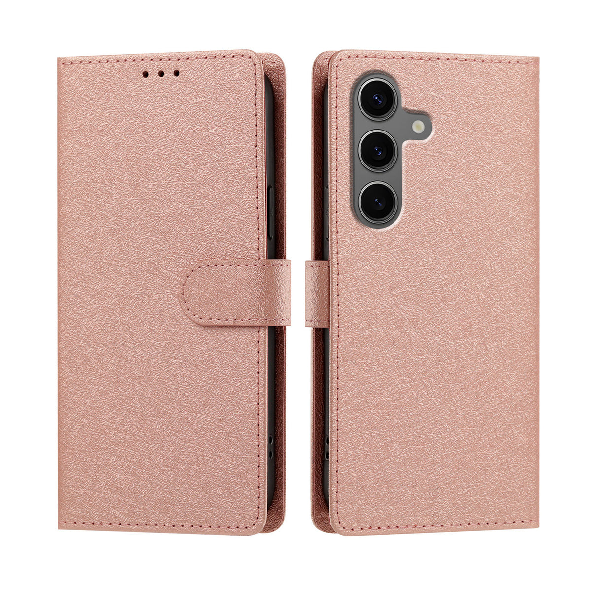 For Samsung Galaxy S26+ Case Silk Texture PU Leather Wallet Flip Stand Phone Cover with Wrist Strap