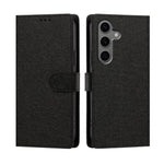 For Samsung Galaxy S26+ Case Silk Texture PU Leather Wallet Flip Stand Phone Cover with Wrist Strap