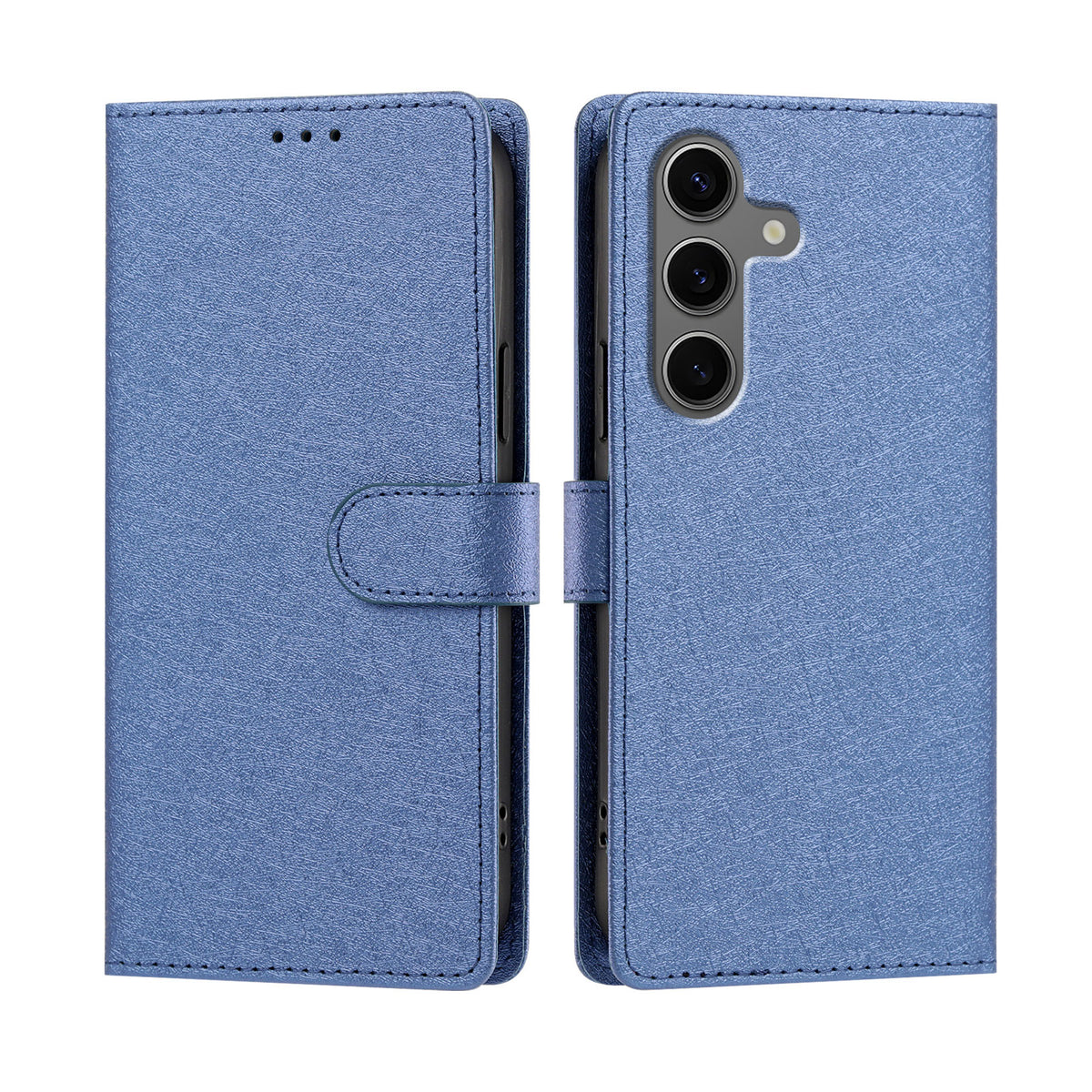 For Samsung Galaxy S26+ Case Silk Texture PU Leather Wallet Flip Stand Phone Cover with Wrist Strap