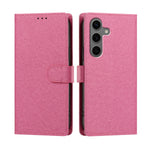 For Samsung Galaxy S26+ Case Silk Texture PU Leather Wallet Flip Stand Phone Cover with Wrist Strap