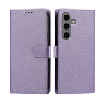 For Samsung Galaxy S26+ Case Silk Texture PU Leather Wallet Flip Stand Phone Cover with Wrist Strap