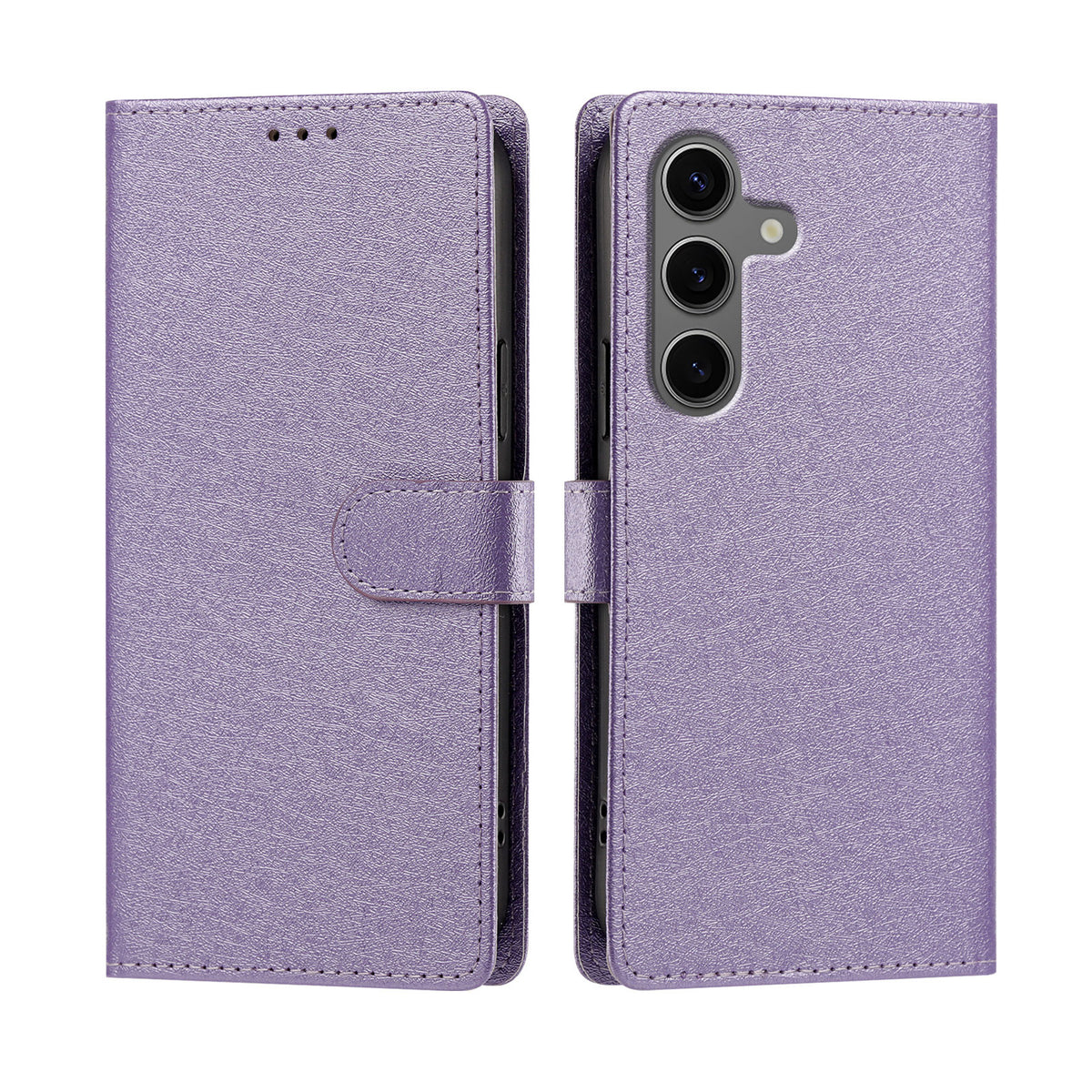 For Samsung Galaxy S26+ Case Silk Texture PU Leather Wallet Flip Stand Phone Cover with Wrist Strap