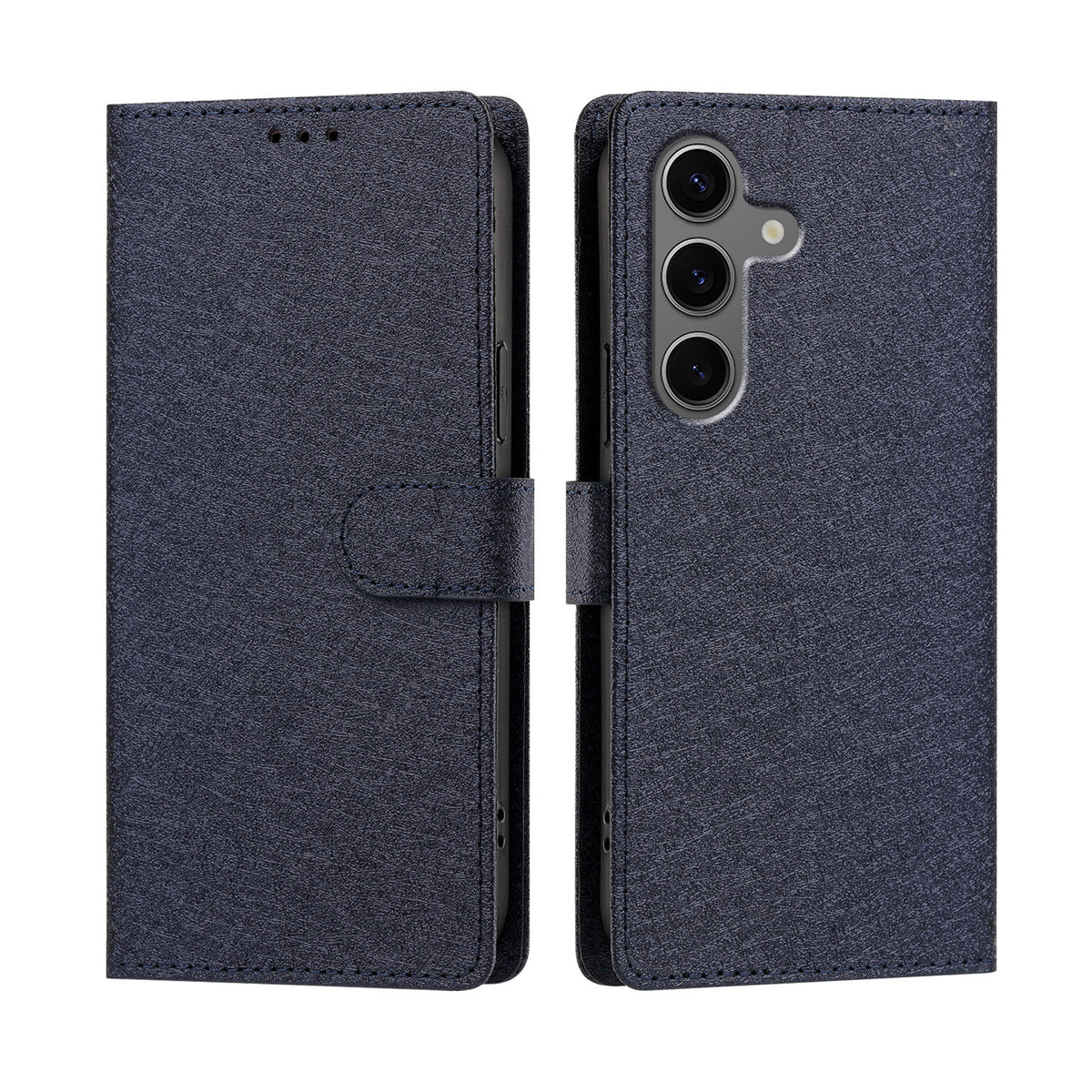 For Samsung Galaxy S26+ Case Silk Texture PU Leather Wallet Flip Stand Phone Cover with Wrist Strap