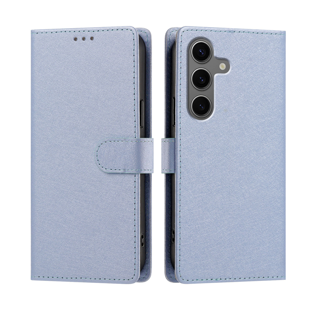 For Samsung Galaxy S26+ Case Silk Texture PU Leather Wallet Flip Stand Phone Cover with Wrist Strap