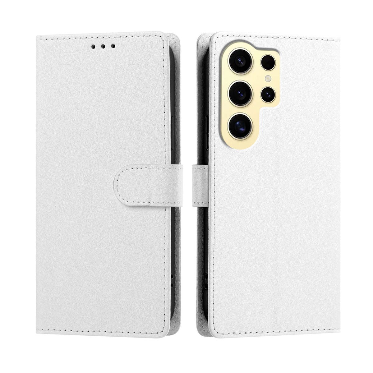 Samsung Galaxy S24 Ultra Skal Silkestextur PU-läder Plånboksfodral med stativ och handledsrem