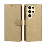 Samsung Galaxy S24 Ultra Skal Silkestextur PU-läder Plånboksfodral med stativ och handledsrem
