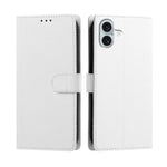 Fodral till iPhone 16 Plus i silkestextur PU-läder med plånboksfunktion och handledsrem