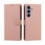 Til Samsung Galaxy S24 FE Etui Silke Tekstur PU Læder Pung Flip Stativ Telefoncover med Håndrem