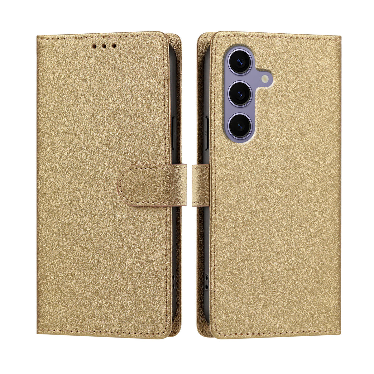 Til Samsung Galaxy S24 FE Etui Silke Tekstur PU Læder Pung Flip Stativ Telefoncover med Håndrem