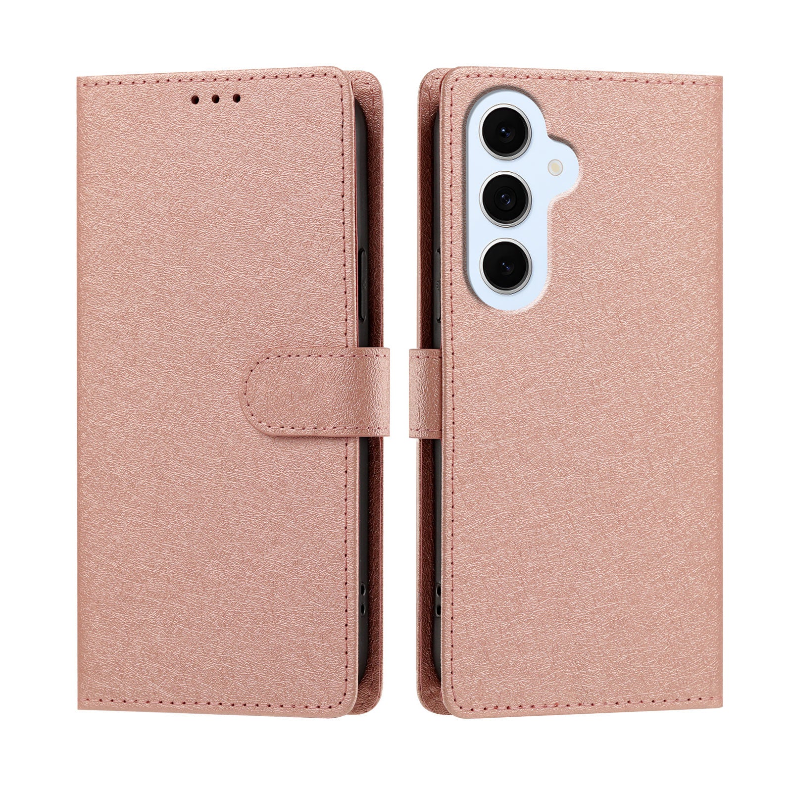 For Samsung Galaxy S25 FE / Galaxy S26 FE Case Silk Texture PU Leather Wallet Flip Stand Phone Cover with Wrist Strap