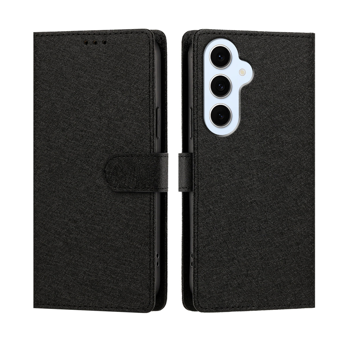 Samsung Galaxy S25 FE / Galaxy S26 FE-cover med silkestruktur, PU-læder, tegnebogsetui med stativ og håndledsrem