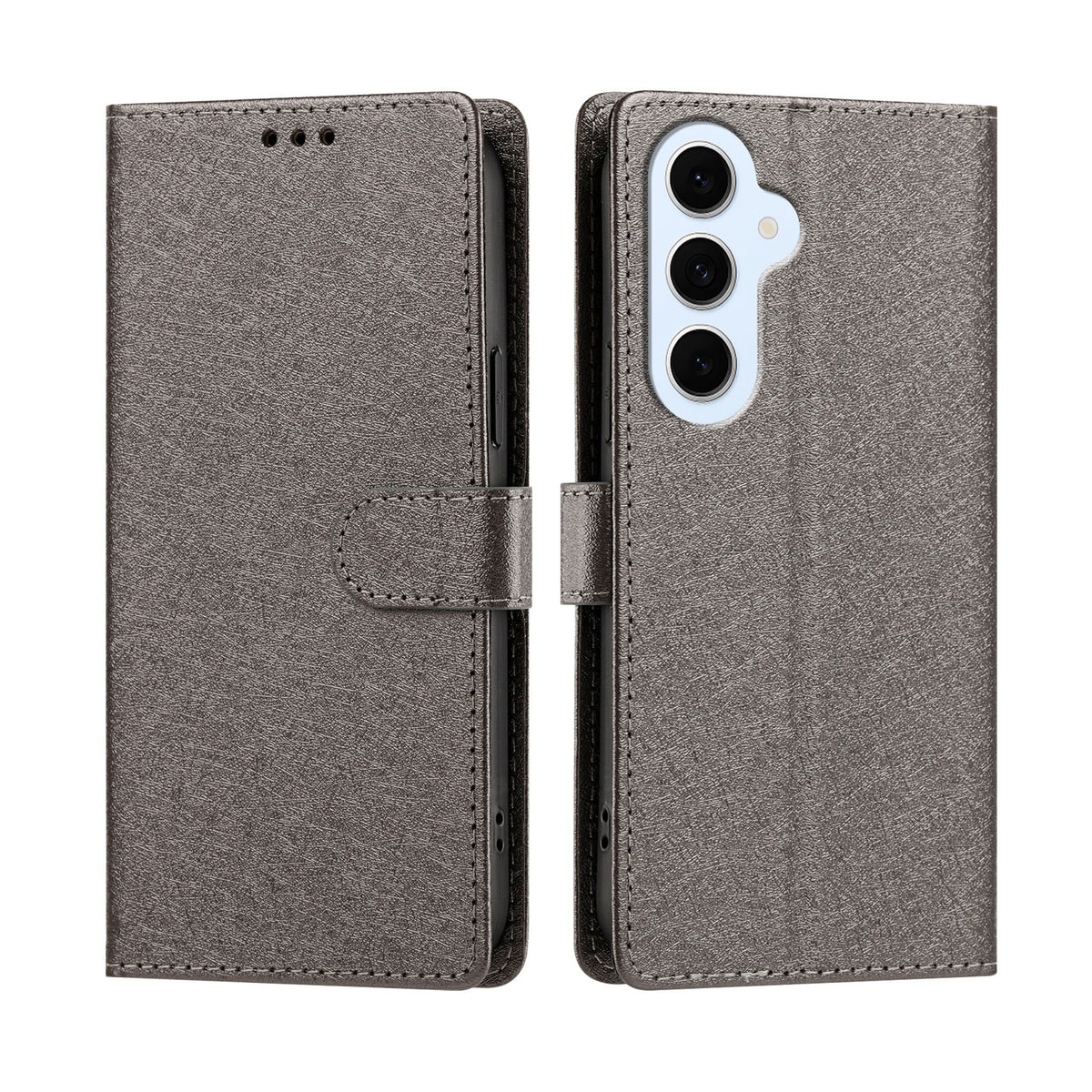 Samsung Galaxy S25 FE / Galaxy S26 FE-cover med silkestruktur, PU-læder, tegnebogsetui med stativ og håndledsrem