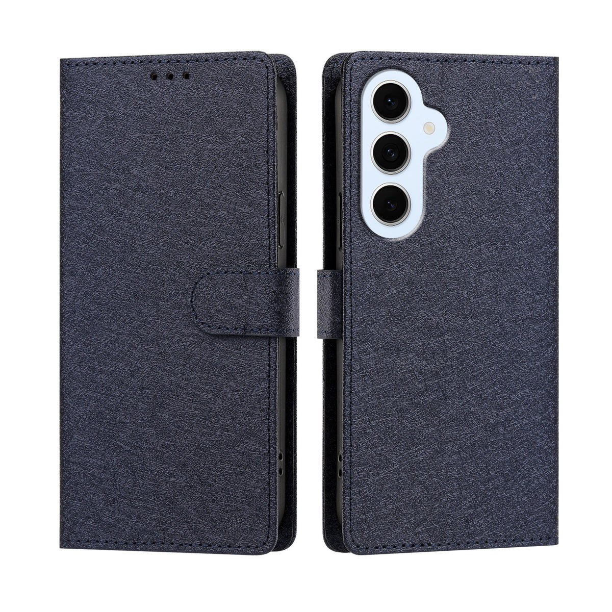 Samsung Galaxy S25 FE / Galaxy S26 FE-cover med silkestruktur, PU-læder, tegnebogsetui med stativ og håndledsrem