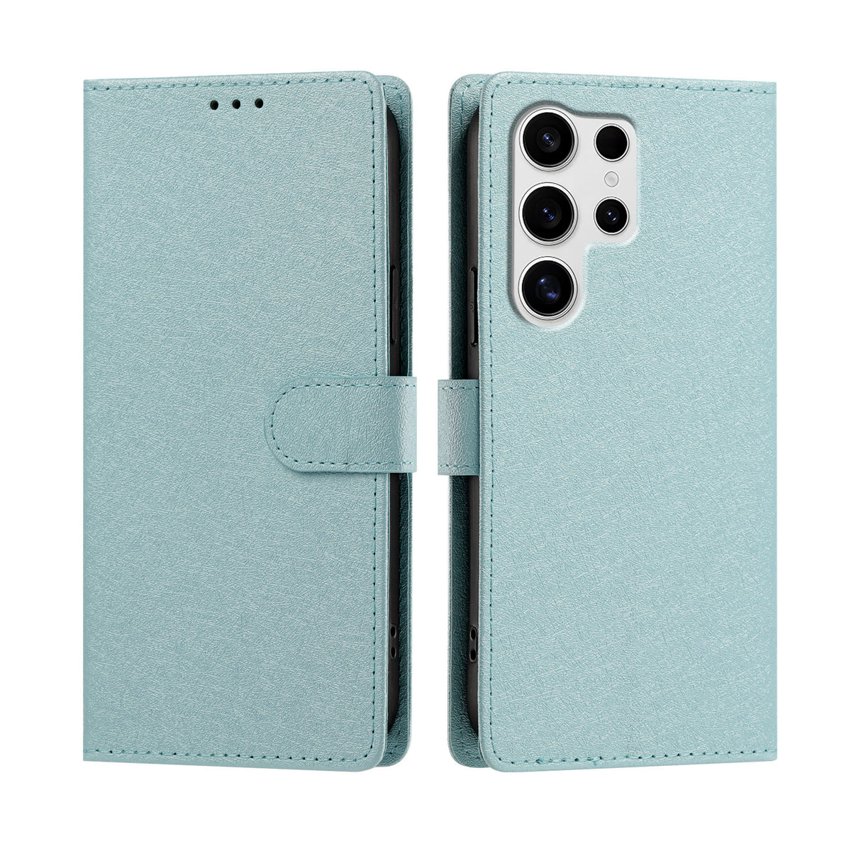 For Samsung Galaxy S25 Ultra Case Silk Texture PU Leather Wallet Flip Stand Phone Cover with Wrist Strap