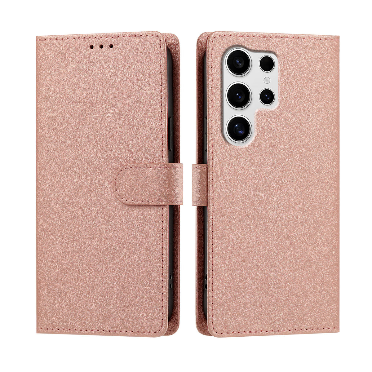 For Samsung Galaxy S25 Ultra Case Silk Texture PU Leather Wallet Flip Stand Phone Cover with Wrist Strap