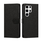 For Samsung Galaxy S25 Ultra Case Silk Texture PU Leather Wallet Flip Stand Phone Cover with Wrist Strap
