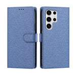 For Samsung Galaxy S25 Ultra Case Silk Texture PU Leather Wallet Flip Stand Phone Cover with Wrist Strap