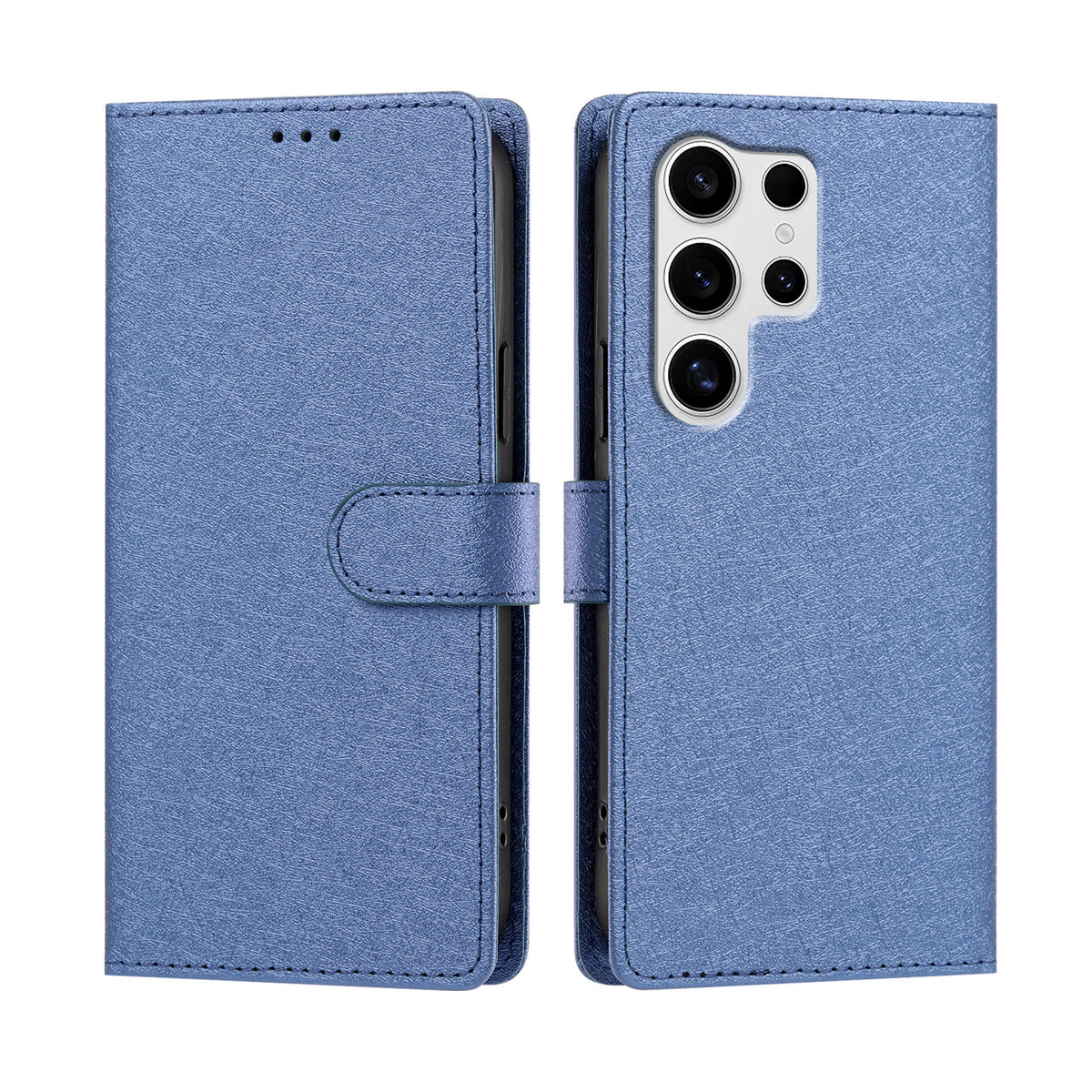 For Samsung Galaxy S25 Ultra Case Silk Texture PU Leather Wallet Flip Stand Phone Cover with Wrist Strap