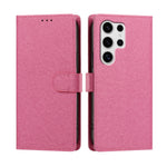 For Samsung Galaxy S25 Ultra Case Silk Texture PU Leather Wallet Flip Stand Phone Cover with Wrist Strap
