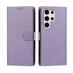 For Samsung Galaxy S25 Ultra Case Silk Texture PU Leather Wallet Flip Stand Phone Cover with Wrist Strap