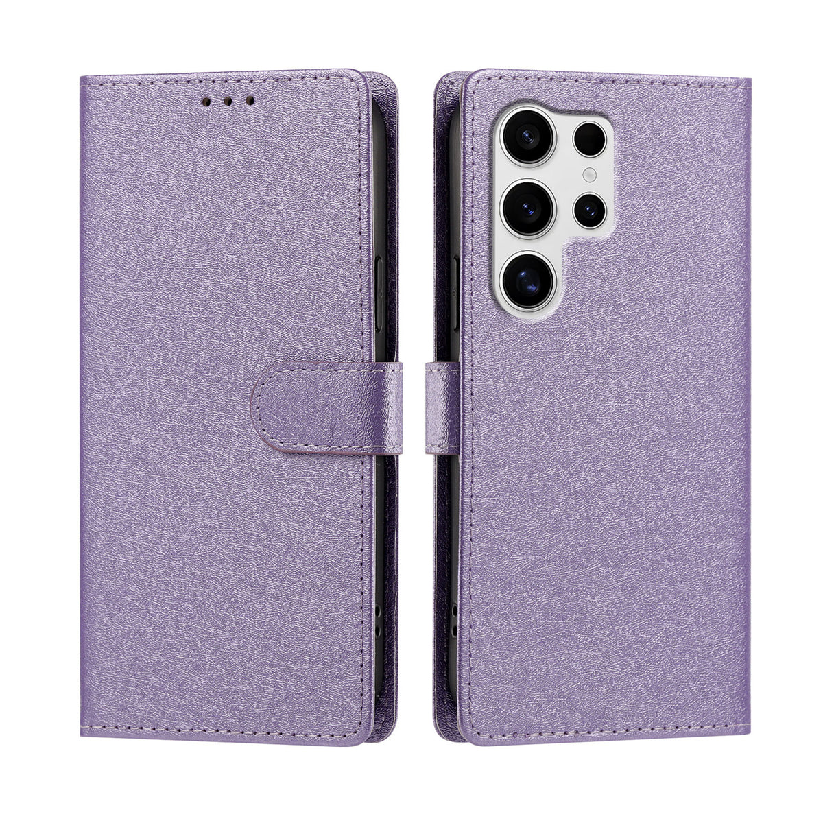 For Samsung Galaxy S25 Ultra Case Silk Texture PU Leather Wallet Flip Stand Phone Cover with Wrist Strap