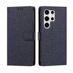 For Samsung Galaxy S25 Ultra Case Silk Texture PU Leather Wallet Flip Stand Phone Cover with Wrist Strap