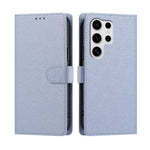 For Samsung Galaxy S25 Ultra Case Silk Texture PU Leather Wallet Flip Stand Phone Cover with Wrist Strap