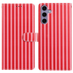 For Samsung Galaxy S26 FE Wallet Case Vintage Stripes Leather Stand Flip Phone Cover with Wrist Strap